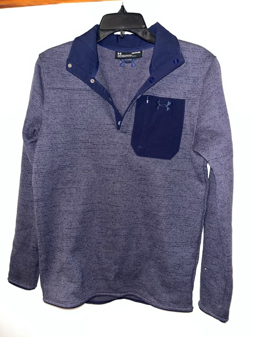Under Armour Men's Navy Heather Quarter Snap Pullover Sweater